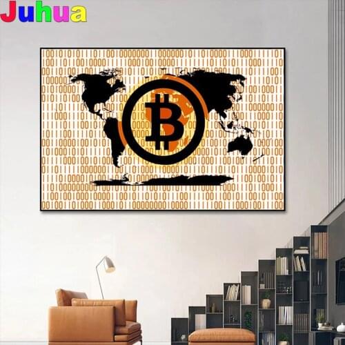 Bitcoin Picture Abstract World Map full drill 5d Diy Diamond Painting Diamond Embroidery diamond Stitch Mosaic decor nordic art