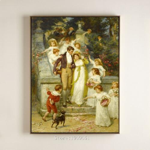 Classical court figures noble wedding landscape canvas printings oil painting printed on cotton no frame wall art decoration