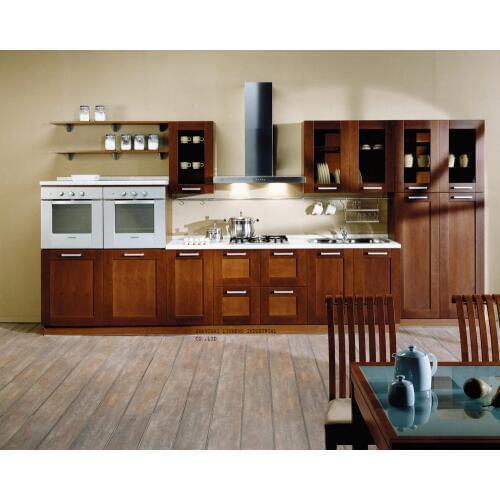 Classical coffee glaze maple kitchen cabinets(LH-SW073)