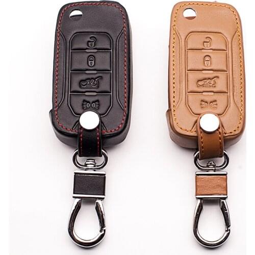 Top Head Leather Key Cover Key Ring Fashion Car Key Cover Case for Jeep Cheer 2016 4 Key Car Style protection case cover shell