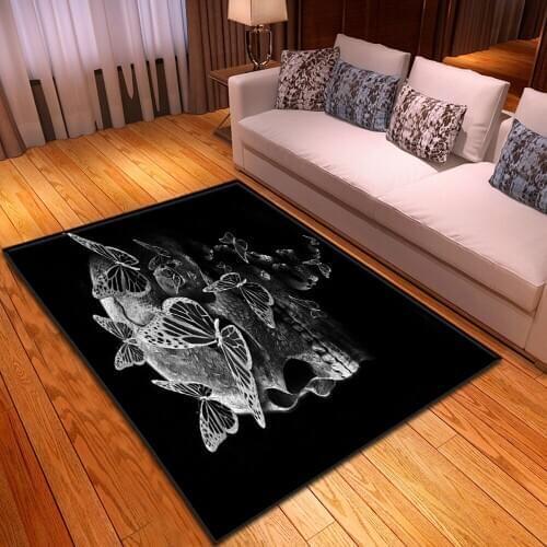 Creative Skull Butterfly 3D Printed Carpets For Living Room Bedroom Area Rugs Baby Room Crawl Antiskid Mat Cartoon Kids Play Rug