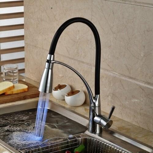 Kitchen Faucet Blacked Single Handle Pull Down Kitchen Tap Single Hole Brushed Nickle Faucets Water Mixer Tap