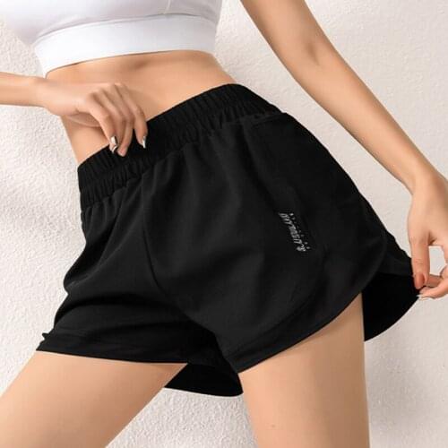 Summer running mesh stitching shorts ladies 2 in 1 marathon quick-drying shorts gym loose sports shorts breathable yoga shorts