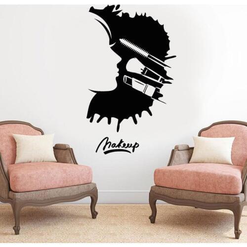Makeup Beauty Salon Woman Face Cosmetics Wall Sticker Vinyl Interior Design Room Window Decals Shop Decor Removable Mural 4112