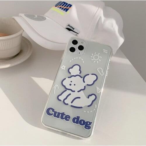 Retro sweet cute stickers dog Phone case For iPhone 11 Pro Max case Cute clear cover for iPhone XS MAX XR X 7 8 Plus 7Plus Case