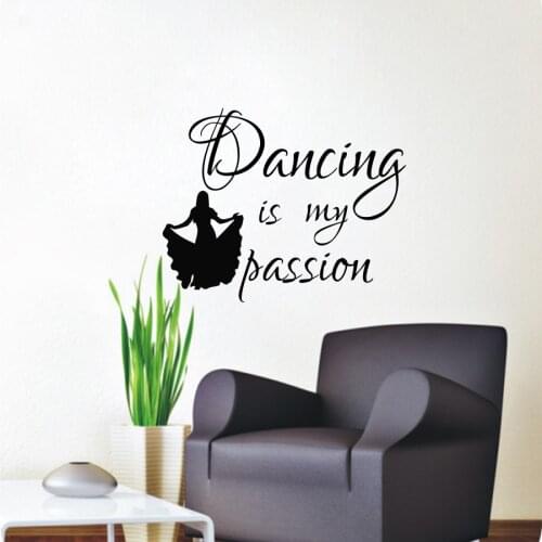 Dancing Is My Passion Wall Decals Girls Silhouette Home Decor Vinyl Removable Living Room Bedroom Art Murals Wall Sticker