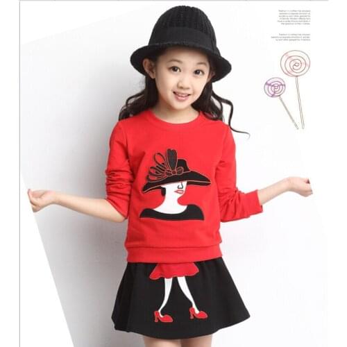 New Kids girls skirt 2020 Dongkuan jacket embroidered with casual plus thick velvet suit girls skirt suit embroidered clothes