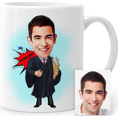 Personalized Attorney Cartoon White Mug Cup-3