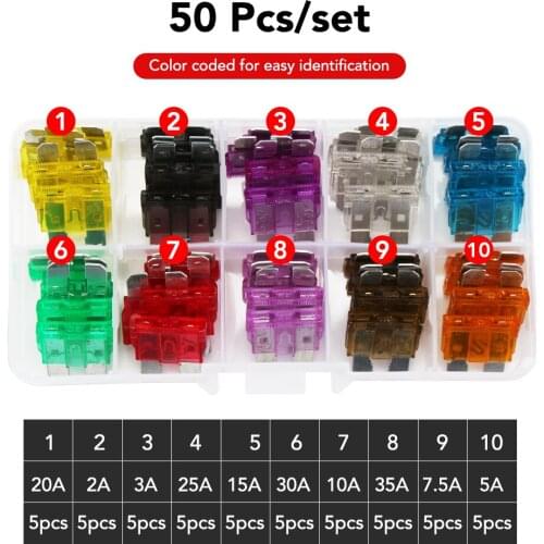 50pcs/lot Car Truck Micro Blade Fuses for Citroen Picasso C1 C2 C3 C4 C4L C5 DS3 DS4 DS5 DS6 Elysee