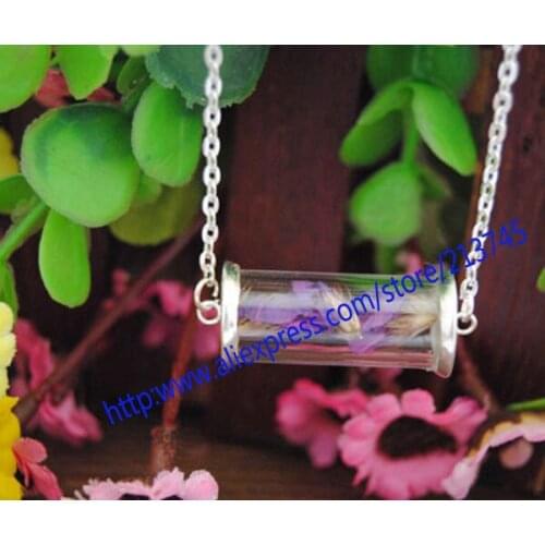 SALE Free ship!! 20sets 28*12mm tube glass globe & two silver cover button base set glass vial pendant, DIY glass bottle