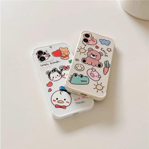 For iPhone XR Cute Bear Silicone Phone Case For iPhone 11 12 Pro X Xs Max SE2020 Candy Soft Letters Shockproof Cover On 7 8 Plus