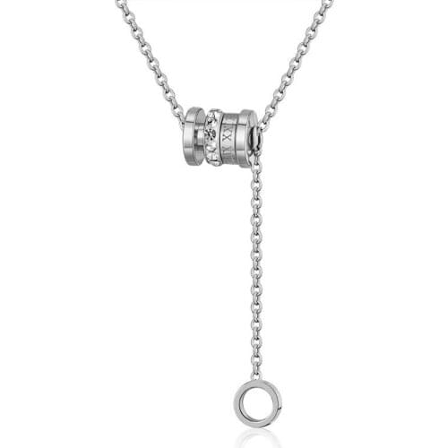 Luxury Classic Roman Numerals Crystal Chain Necklace For Women Fashion Kpop Stainless Steel Pendant Necklaces 2021 Trend Jewelry