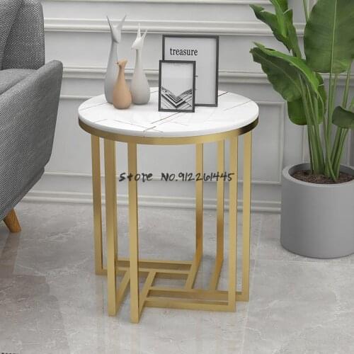 Light Luxury Living Room Side Sofa Side Table Rock Board Corner Small Round Table Italian Creative Design Balcony Round Coffee T