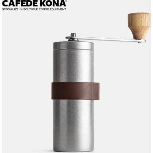 CAFEDE KONA Manual Coffee Grinder with Adjustable Setting Conical Burr Ceramic Burr Mini Convenient Stainless Steel Hand Grinder