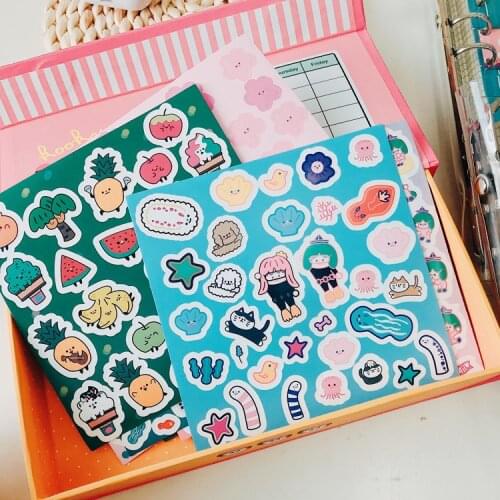 SIXONE 1 Pc Green Hair Girl Cartoon Decorative Sticker Hand Account Wall Sticker Cute Notebook Sticker Korean Campus Stationery
