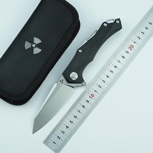 LEMIFSHE JK3287-G10 Flipper folding knife D2 steel blade G10 + steel handle camping outdoor fruit knife EDC tool