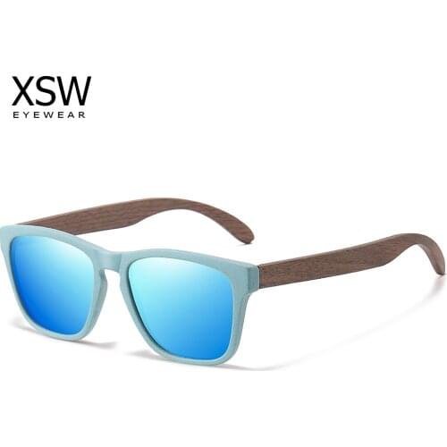 XSW Wooden Polarized Sunglasses Men Women Driver Shades Male Vintage Sun Glasses Men Spuare Mirror Summer UV400OculoS