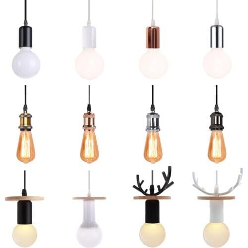 Modern LED Wood Ceiling Pendant Light Vintage Retro Loft Hanging Lamp Holder Suspension for Home Living Room Kitchen Decor E27