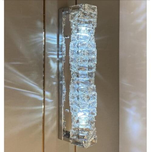 Modern Crystal Wall Light LED Sconce Lamp W11cm H58cm Stainless Steel Bedside Wall Light Living Dining Room Stair Restroom Aisle
