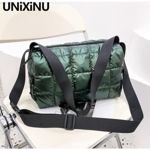 PU Leather Quilted Crossbody Bags for Women 2021 High-Capacity Travel Pillow Womens Shoulder Bag Soft female Wide Belt Totes