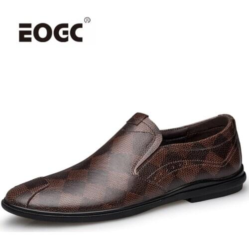 Genuine Leather Men Shoes Spring Autumn Men Flat Shoes Loafers Slip On Breathable Casual Shoes Driving Shoes Men