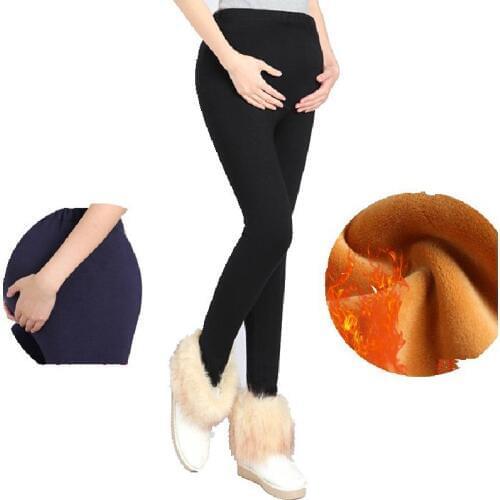 Women Clothing Maternity Clothes Winter Leggings Thickened With Velvet Pregnant Women Trousers Pregnancy Warm Pants