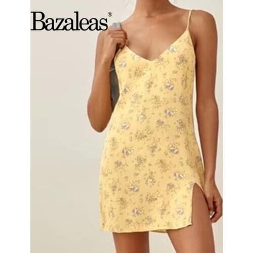 2021 Vestidos Casual Dress Split Summer Dresses Elegant V Neck Fashion Yellow Floral Print
