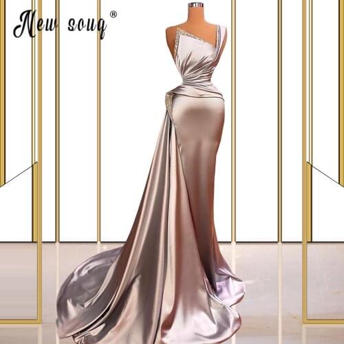 Purple Mermaid Beades Evening Dress with Long Train African One Shoulder Prom Gown Women Robes Vestidos De Fiesta Pageant