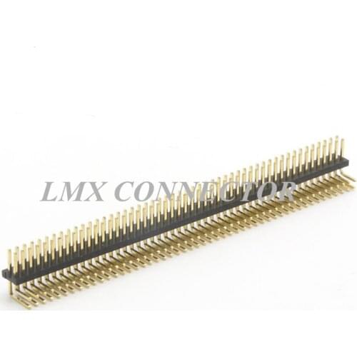 20PCS 1.27mm Male Pin Header Connector 2x40P/50P Double Row Right Argle Copper Gold Plated