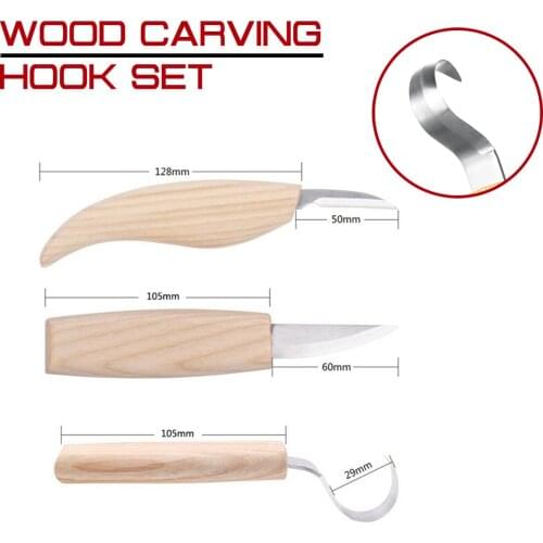 3Pcs Wood Carving Knife Chisel High Strength Hooked Whittling Cutter Carpenter Tools Woodworking Cutter Hand Tool Set