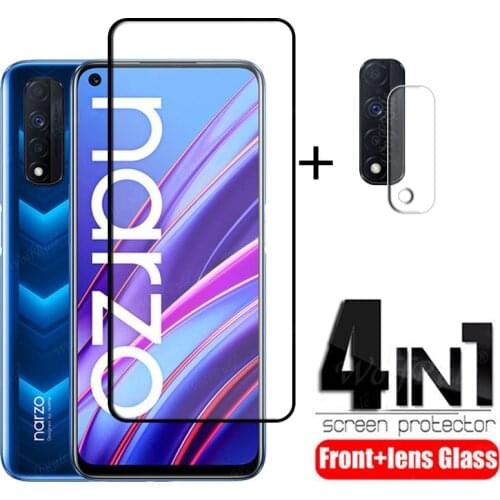 4-in-1 For OPPO Realme Narzo 30 4G Glass For Realme Narzo 30 4G Full Cover HD Screen Protector For Realme Narzo 30 4G Lens Glass