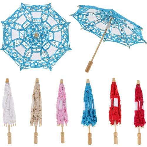 White Vintage Mini Cotton Lace Embroidered Sun Parasol Umbrella Parasol Wedding Bridal Flower Girls Umbrella DIY Craft