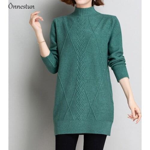 Long Womens Sweater Dress Fashion Winter Pullovers Dress Solid Pull Femme Jumper Casual Plus Size Slim Turtleneck Sweater Women