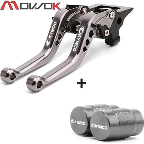 For KYMCO DOWNTOWN XCITING K-XCT K-XCT 300 CK250T 300T Motorcycle Short Brake Clutch Levers & Tire Valve caps Cover For