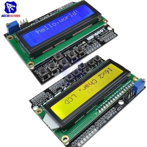 Diymore 1602 LCD Keypad Shield 1602 LCD Display ATMEGA328 ATMEGA2560 for Raspberry Pi Arduino UNO R3 Blue/Yellow Backlight