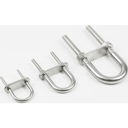 HQ UB02 Stainless Steel 304 U-Bolts with Nuts Pipe Nut Bolt Clamp with Frame Straps Yacht Boat U Bolt for 5-48MM Pipe