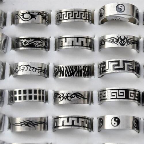 Stainless Steel Rings 12Pcs/Bag Mixed Style Finger Rings Unisex Punk Style Jewelry Gift Wholesale