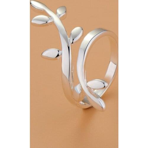Wholesale price Silver plated ring open for Women Wedding Lady Branches Leaf leaves lovely Jewelry Ring GY-AR252