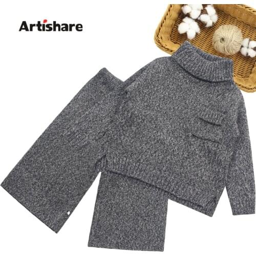 Girls Knitted Clothes Sweater + Pants 2PC Girls Clothing Autumn Winter Clothes For Girls Teenage Childrens Clothes