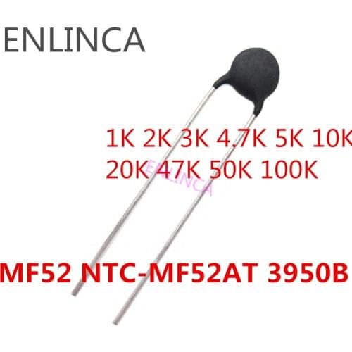 10Value 100pcs kit NTC Thermistor Resistor MF52 B NTC-MF52AT NTC MF52E 1K 2K 3K 4.7K 5K 10K 20K 47K 50K 100K 5% 3950B 3950 Ohm