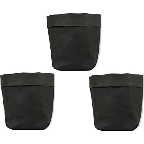 3-Pack Kraft Paper Storage Container Washable Reusable Black for Home Decor Flower Pot Pet Carrier Toy Box