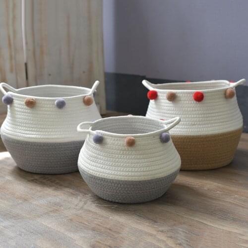 Creative Nordic Net Red Bamboo Flower Basket Straw Storage Basket Flower Pot Organizer Wicker Woven Baskets Home Decoration