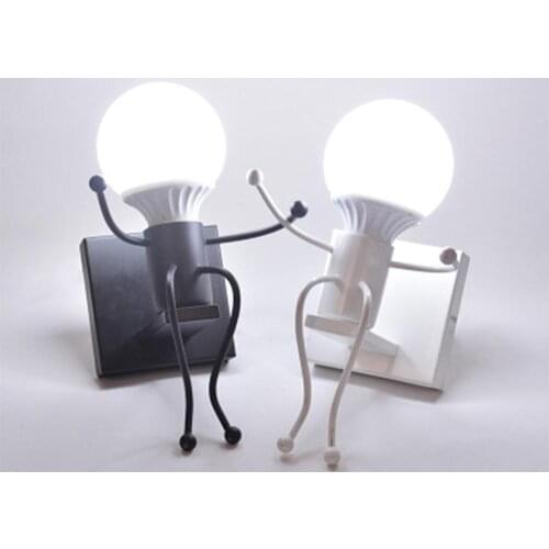 Creative Cartoon Robot Wall Lights Mounted Metal Wall Lamp Bedside Sconce Lamp for Kids Baby Room Aisle Stairs Art Decoration