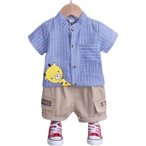 Summer Infant Kids Fashion Letter Clothes New Baby Boy Girls Turtleneck Shirt Shorts Toddler Cartoon Children Striped Tracksuits