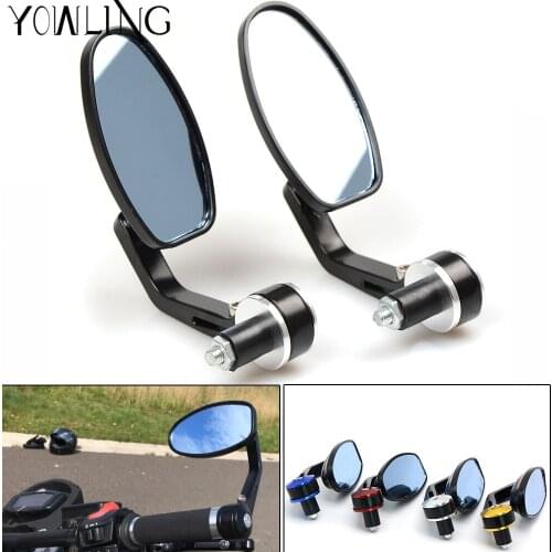 Motorcycle Universal CNC Aluminum Rear View 3" Handle Bar End 7/8" Mirrors for Kawasaki Yamaha Honda Suzuki Motorcycle Chopper