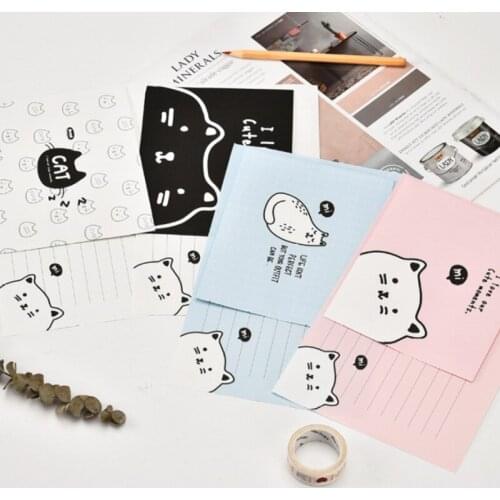 Cat Doodle Set 3 Envelope 6 Letters Writing Wedding Invitation Office School Supplies Romantic Beautiful Confession Letter Paper