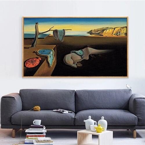 The Persistence of Memory Clocks Surreal Canvas Painting Salvador Dali Prints and Posters Wall Art Picture for Living Room Decor