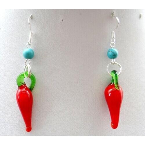 Natural stone Red pepper Quartz crystal Turquoises charms Earring pendant for diy Jewelry making Earring Pendant Accessories