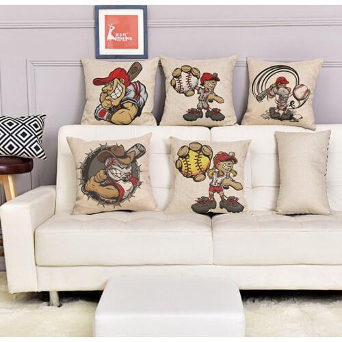 Cushion Cover Cartoon animation Pillow case Baseball Player pattern Decorative For Sofa Bedroom Home Throw Pillow Cover