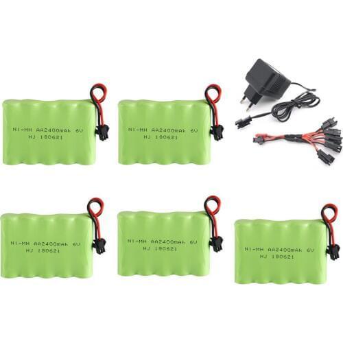 6v 2400mah NIMH Battery + 6v Charger set For Rc toys Cars Boats Tanks Trucks Robots Guns AA 6v Rechargeable Battery Pack